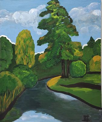 Ольга Бавыкина. В гостях у художника. 60 х 50. Холст, акрил, 2023 
Истра и Левитановская осень 