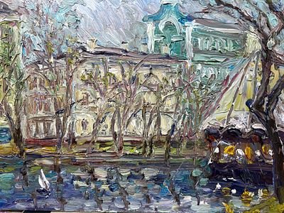 Федор Жербин. Чистые пруды. Холст, масло. 30 х 40 см. 
Федор Жербин ― московский художник 