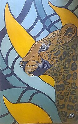 Елена Журавель. Лео. Холст, акрил. 80х60 см. 2023 г. 
Елена Журавель - дизайнер, педагог, член 