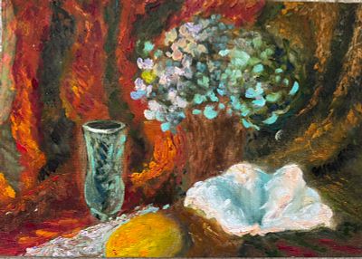 Виктория Корзун. Натюрморт для гедониста. Холст на картоне, масло. 40 х 30см. 2014 г. 
Виктория 