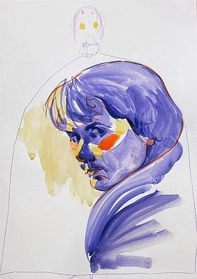 Мельникова Елена - Автопортрет в портрете (триптих). Акварель, карандаши, 40х30, 2025 Свободный 