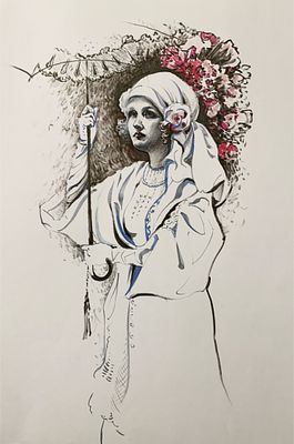 Мельникова Елена - Триптих "Вера Холодная". Маркеры, акрил, карандаши,30х40, 2025, Свободный 