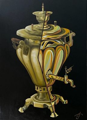 Екатерина Горбачева - Самовар. Масло, акрил , 70х50, 2025, Художник- модельер. Иконописец. Член ТСХР