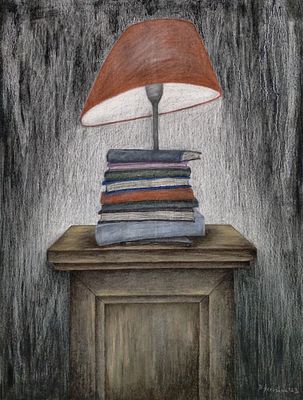 Нехочина Татьяна - Светильник. Бумага/Смешанная техника (соус, уголь, акварель, пастель) 63*48; 2023