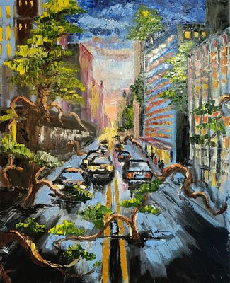 Виноградская Анастасия - City. 90х80, холст, масло, 2025г.Родилась 28 января 1989 года. В Москве.В 