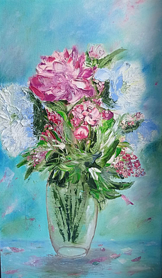 Егурнова Ольга - Букет пионов. Холст, масло, 50х30, 2024г.Родной город Москва. Духовный практик 