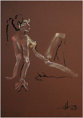 Инга Каллагова - Натурные наброски. Гуашь/Бумага 300г, 50х35, 2025, Окончила Текстильный институт 