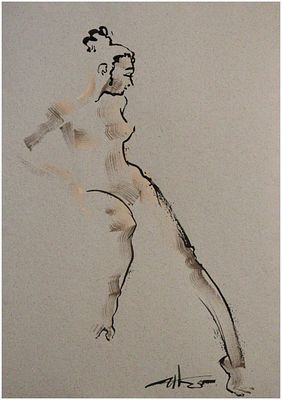 Инга Каллагова - Натурные наброски. Гуашь/Бумага 300г, 50х35, 2025, Окончила Текстильный институт 