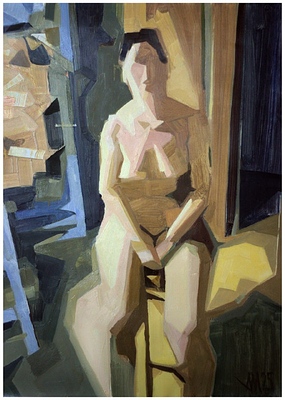 Мирзоян Андрей Альбертович - Розовая ню. 84.1x50.4 см, масло на бумаге, 2025 Художник Мирзоян 