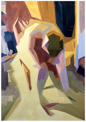 Мирзоян Андрей Альбертович - Уставшая натурщица. 84.1x50.4 см, масло на бумаге, 2025 Художник 