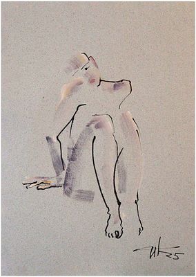 Инга Каллагова - Натурные наброски. Гуашь/Бумага 300г, 50х35, 2025, Окончила Текстильный институт 