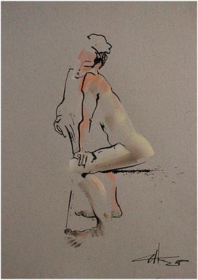 Инга Каллагова - Натурные наброски. Гуашь/Бумага 300г, 50х35, 2025, Окончила Текстильный институт 