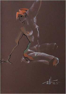 Инга Каллагова - Натурные наброски. Гуашь/Бумага 300г, 50х35, 2025, Окончила Текстильный институт 