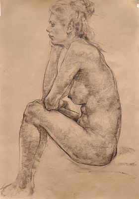 Игорь Легостаев - без названия. бумага/уголь, 100х70, Родился в 1968 г. в Ростове на Дону, в 1987 