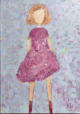Алла Булгакова. Я самая. Холст, масло 50 х70. 
Юная уверенная героиня, в ней целая вселенная 