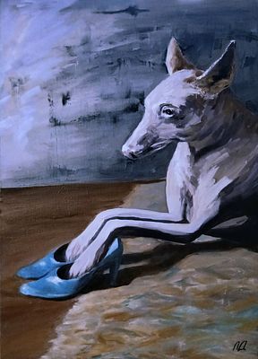 Лариса Дутова. Примерка удалась. Масло, холст на подрамнике. 65 х 45 см. 2025 г. 
Лариса 