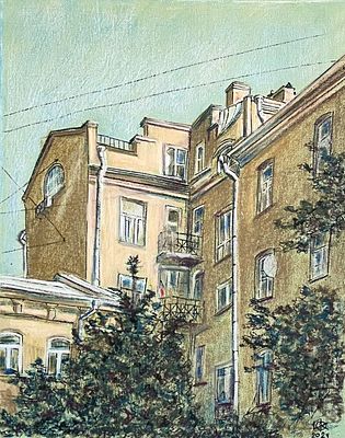 Ольга Качановская. Дворик в Колокольниковом. Качановская Ольга. Дворик в Колокольниковом.