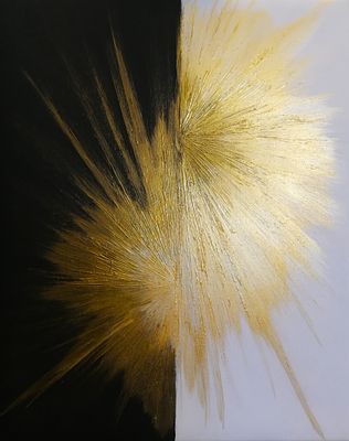 Екатерина Арно. Две звезды. Холст, акрил, художественная паста, поталь (смешанная техника). 50 