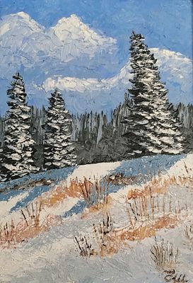 Екатерина Арно. Горы-облака. Холст, масло, оформлена в багет. 35 х 25 см. 2014 г. 
Екатерина 