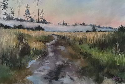 Юсим Диана - "Туманы Августа". , 25*36,5 cм, бумага pastelmat, сухая пастель, 2024, Родилась в 