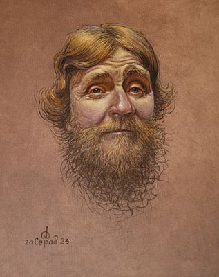 Серов Денис - Валера. Из серии " Люди нашего прихода.". 70х60.Холст, масло, 2023г. Денис Юрьевич 