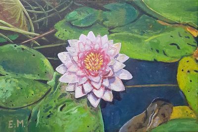 Эдгар Минасян - "Водяная лилия". Холст, акрил, 20&times;30, 2025, Художник самоучка. Выставлялся на 