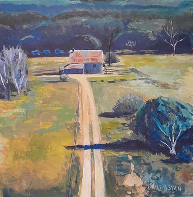Эдгар Минасян - "Дорога к ферме". Холст, акрил, 40&times;40, 2025, Художник самоучка. Выставлялся на 