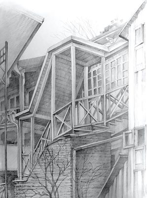 Бобыкина Марина - Старый Тбилиси. Крыльцо. бумага, карандаш, 25х32, 2010 Родилась в 1976 году в г. 