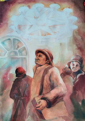 Самбулова Наталья - Свет небесный. Бумага, акварель / 42/59 см / 2025г Наталья Самбулова работает в 