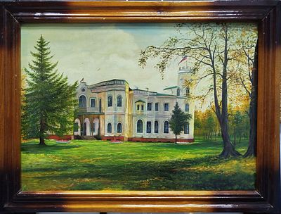 Глеб Савинов? - Усадьба Гостилицы. Холст, масло, 52х72, оформлена в раму. Реконструкция некогда 