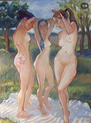 Куколкина Ирина - Три грации. Бум/пастель, 80&times;60, 2025 Ирина Куколкина.Художник. Член ТСХР и 