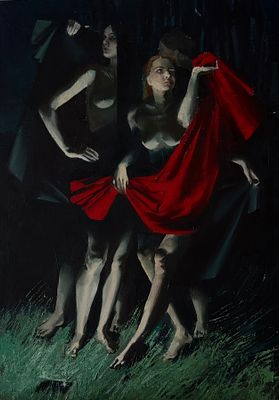 Доценко Мария - Ночное купание. 40 на 55 см; холст на подрамнике, масло; 2024, Мария Доценко 