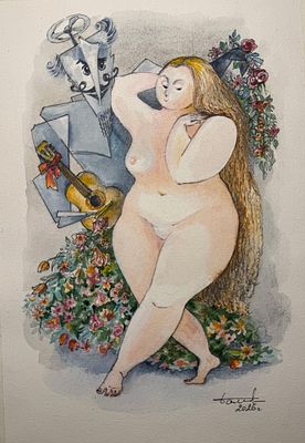 Баирова Елена - Романс. Размер 30х20 см; Бумага, акварель; 2026г. Закончила МЭИ в 1980г, среднее 