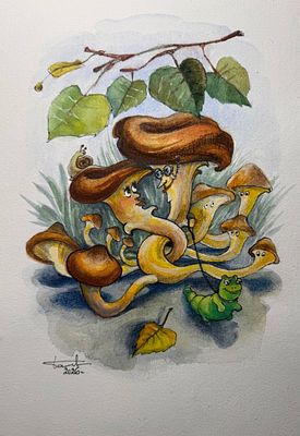 Баирова Елена - Семейка. Все как у людей. 30х20см; бумага, акварель; 2026 г Закончила МЭИ в 1980г 