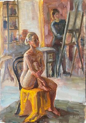 Жосан Светлана - Этюд в мастерской. 40*50 масло бумага 2023г Художники Чертаново