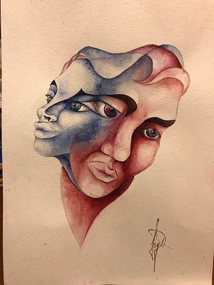 Куликова Мария - Лица цвет. Размеры работы: 20*23. Размеры работы в рамке: 32*42. Акварель. 2023 год.