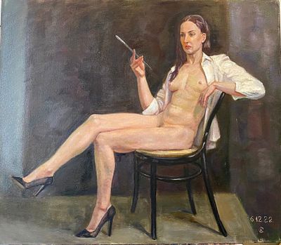 Жосан Светлана - Обнаженная в образе. 60*70 холст на картоне масло Художники Чертаново