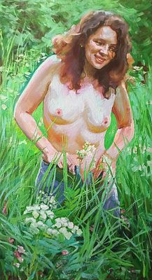 Добровольская Гаянэ - Девушка, расстёгивающая джинсы. 80х50, холст, масло, 2025 Член объединения 