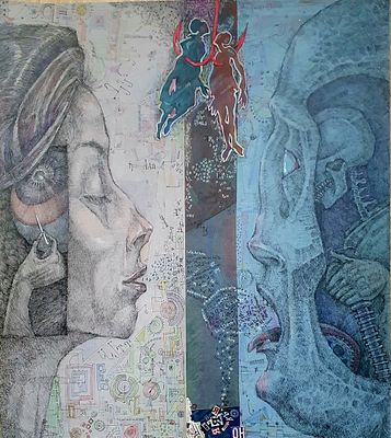 Тихон Власов - Пространство разговора. 53 х 47 см. Смешанная техника 2023