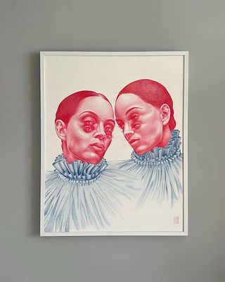 Бутов Сергей - Холодный взгляд. Холст, цветные карандаши, 70х90см 2024 год Выполнена в стиле 