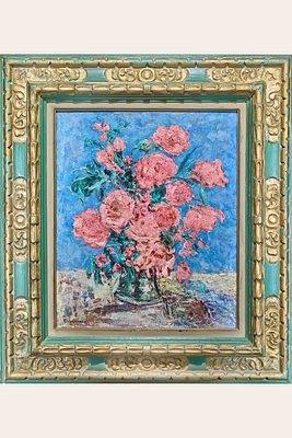 Бирчанский Рафаил Петрович - Натюрморт с розами. Фанера, масло, 55х46смБирчанский Рафаил Петрович 