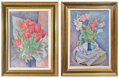 Маревна (Воробьева-Стебельская Мария Брониславовна) - Парные натюрморты. "Натюрморт с цветами в 