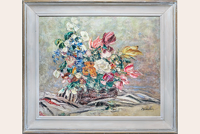 Бирчанский Рафаил Петрович - Натюрморт с цветочной композицией. Холст, масло, 49,5х61см, конец 