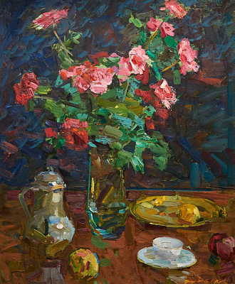 Захаров Федор Захарович - Букет роз. Картон, масло, 92х75смЗахаров Федор Захарович (1919 