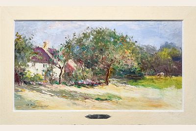 Благонравов Федор Петрович - Летний день в пригороде Парижа. Холст, масло, 34,1х64,2см, вторая 