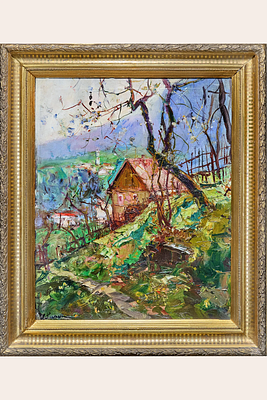 Лапшин Георгий Александрович - Домик в горах. Холст, масло, 49х39см, 1920-1930-е гг.Экспертное 