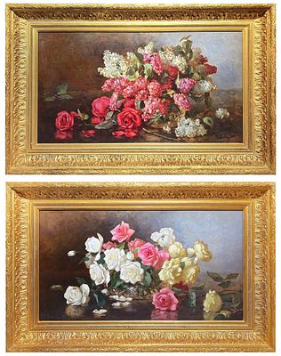 Клевер Юлий Юльевич младший - Парные натюрморты. "Сирень и розы"Холст, масло, 50х90см, 1918-1942 