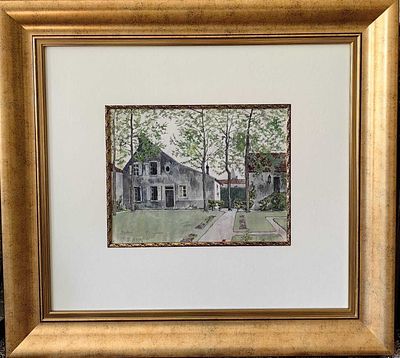 Бенуа Александр Николаевич - Задний двор дома. Бумага, графитный карандаш, акварель, тушь, 24х31 