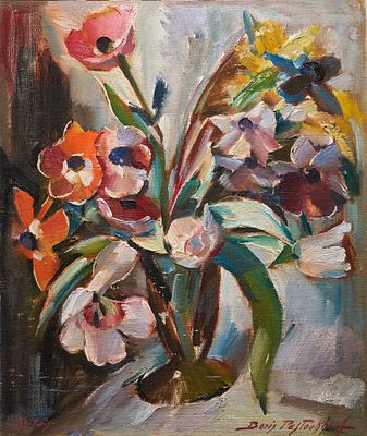 Пастухов Борис Иванович - Натюрморт с тюльпанами и анемонами. Холст, масло, 65х54см 