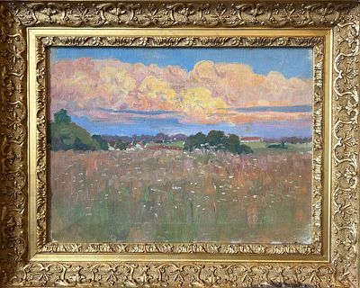 Посполитаки Евгений Иванович - Деревенский пейзаж с облаками. Холст, масло, 46х61см, вторая 